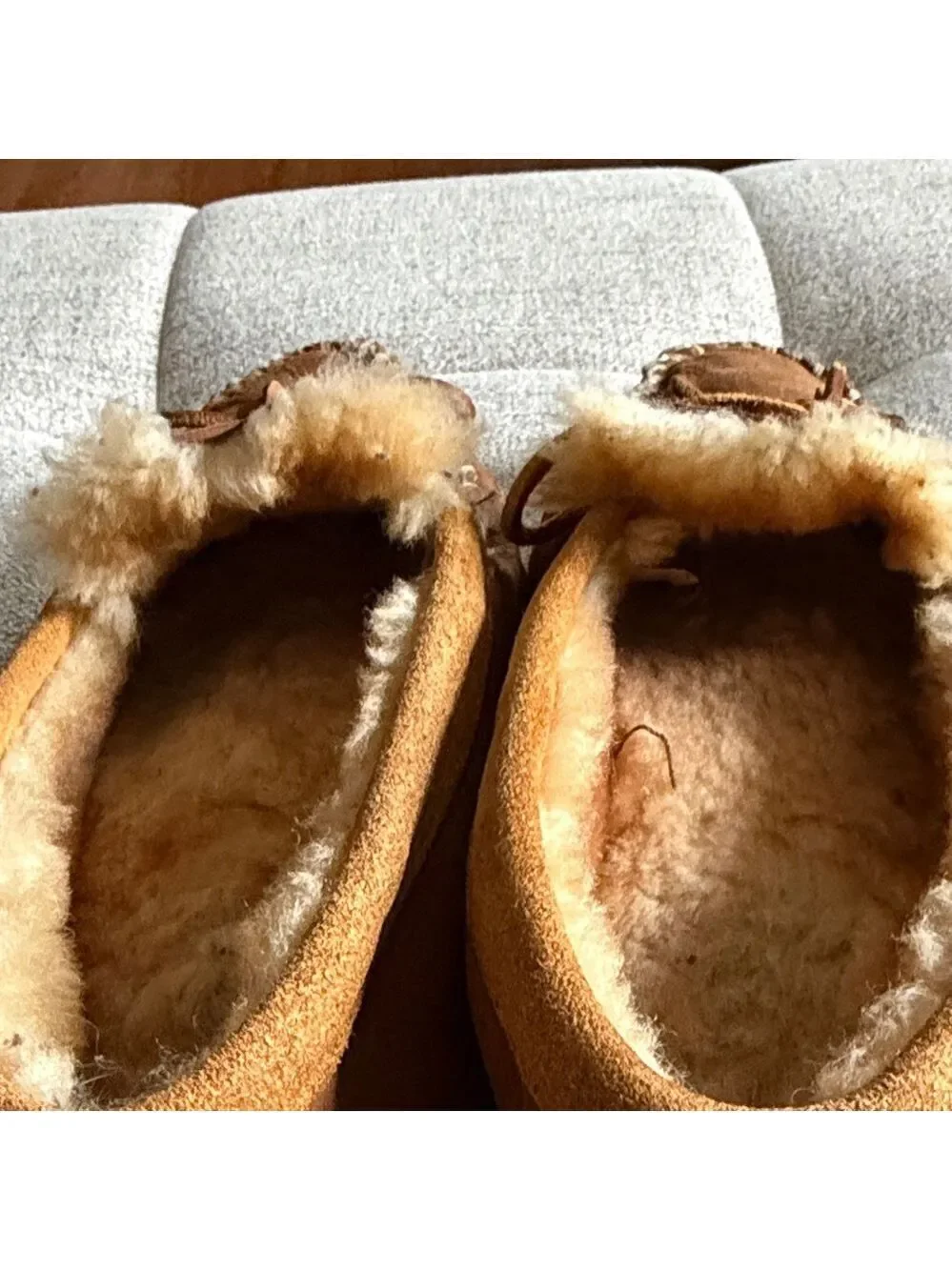 L.L. Bean Chestnut Suede Shearling Moccasin Slippers Men’s 11